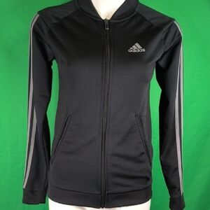 Adidas Women's Black Bomber Jacket with Silver Stripes
